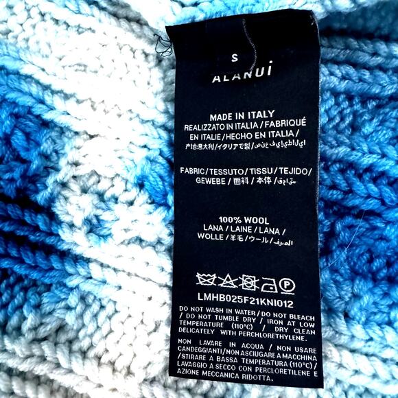 ALANUI: Men’s Wool Blue/White Tie Dye Cardigan - Small - Picture 5 of 7